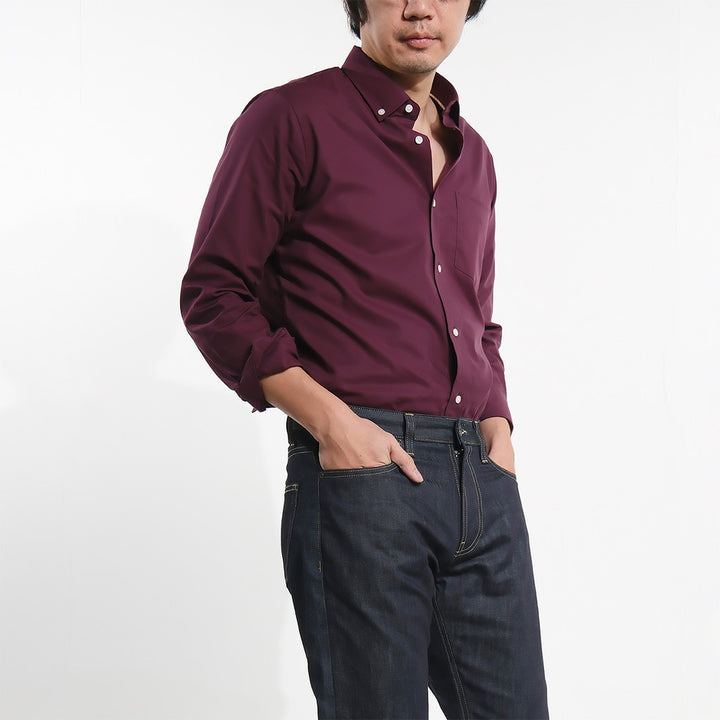 era-won Premium Quality เสื้อเชิ้ต คอปก Dress shirt Regular Shirt แขนยาว สี Maroon 5 