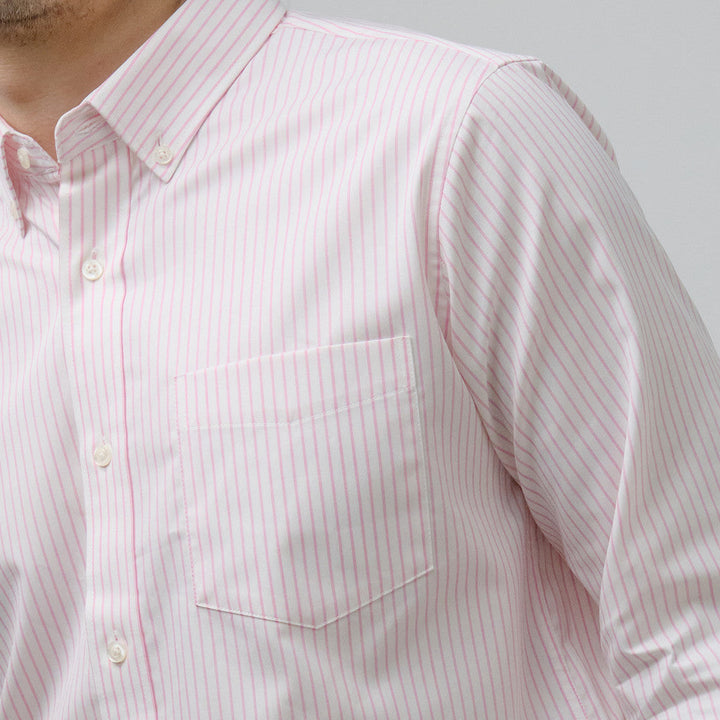 era-won เสื้อเชิ้ต ทรงปกติ แขนยาว รุ่น Dress Shirt Striped สี AlasKa Pink era-won