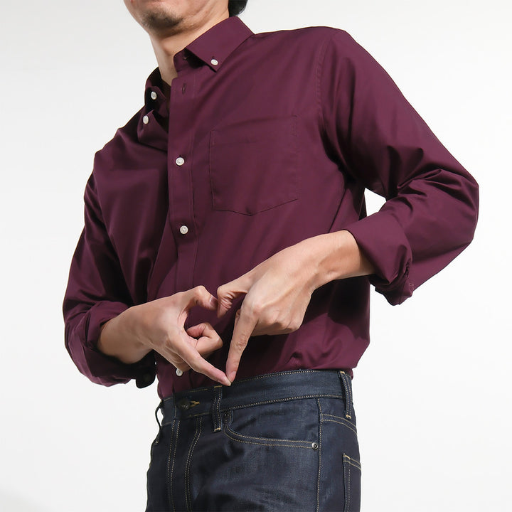 era-won Premium Quality เสื้อเชิ้ต คอปก Dress shirt Regular Shirt แขนยาว สี Maroon 5 