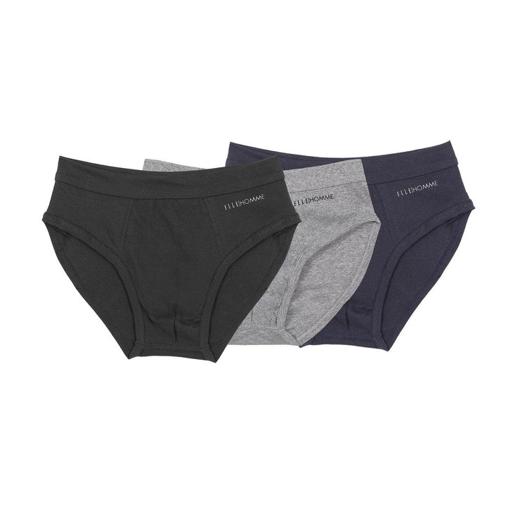 ELLE HOMME |  กางเกงในชาย ทรง BRIEF  PACK 3  100% COTTON RIB ขอบเอว SPANDEX รุ่น | KUF9999 ICCSHOPPING