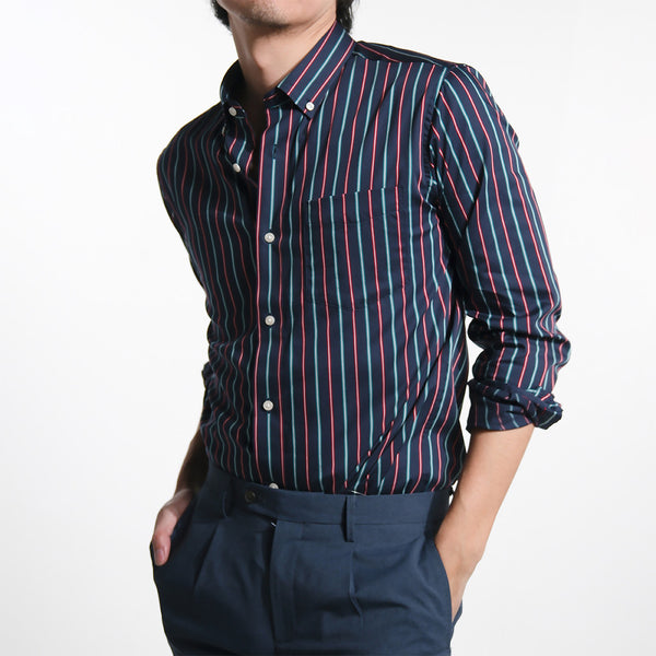 era-won Premium Quality เสื้อเชิ้ต คอปก Dress shirt Regular Shirt แขนยาว สี Disco Blue 