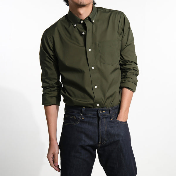 era-won Premium Quality เสื้อเชิ้ต คอปก Dress shirt Regular Shirt แขนยาว สี Green Munich 