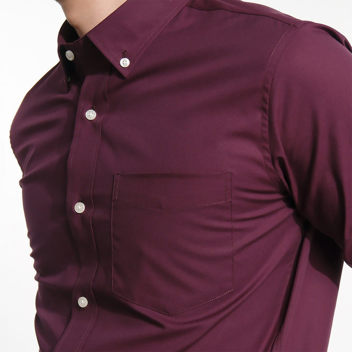 era-won Premium Quality เสื้อเชิ้ต คอปก Dress shirt Regular Shirt แขนยาว สี Maroon 5 