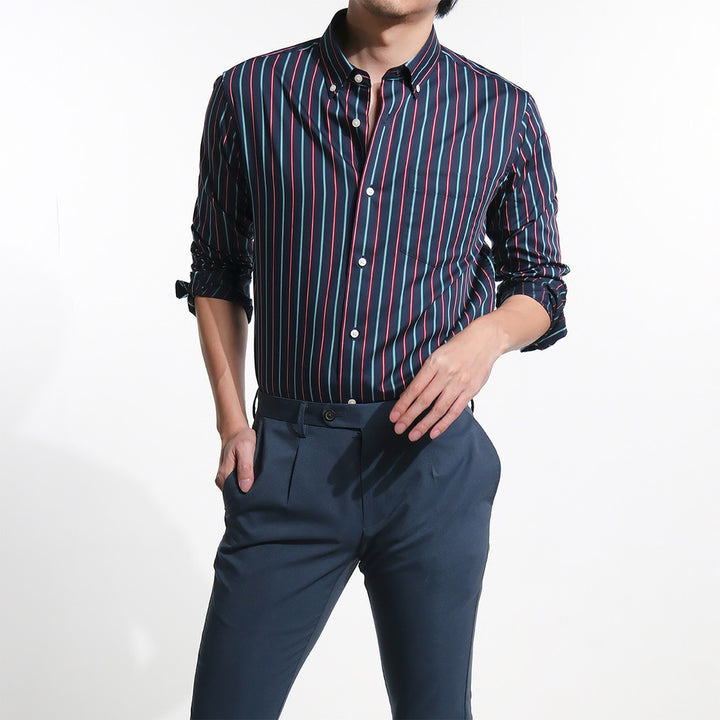 era-won Premium Quality เสื้อเชิ้ต คอปก Dress shirt Regular Shirt แขนยาว สี Disco Blue 