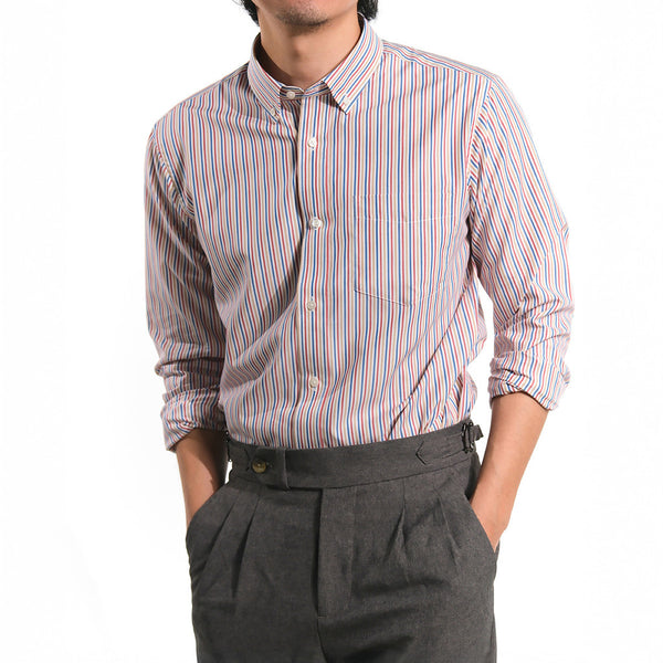 era-won Premium Quality เสื้อเชิ้ต คอปก Dress shirt Regular Shirt แขนยาว สี Stripe Rose 