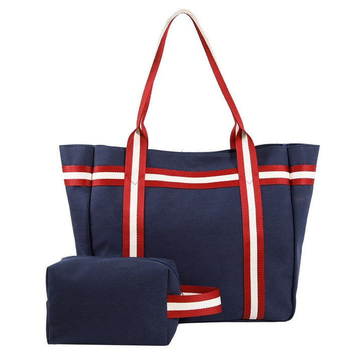 ELLE HOMME BAG กระเป๋าช้อปปิ้งใบใหญ่ผ้าแคนวาส   มีกระเป๋าใบเล็ก  อยู่ด้านใน มีช่องแบ่งใส่ของติดแป๊ะแม่เหล็ก รุ่นH8H014 ELLE HOMME