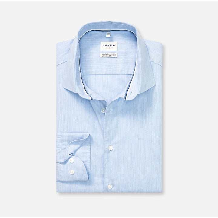 OLYMP Level five Shirt เสื้อเชิ้ตผู้ชายแขนยาว ทรงพอดีตัว สีฟ้า ยื่นหยุ่นได้ดี รีดง่าย (10T4BU) WINT25 ICCSHOPPING
