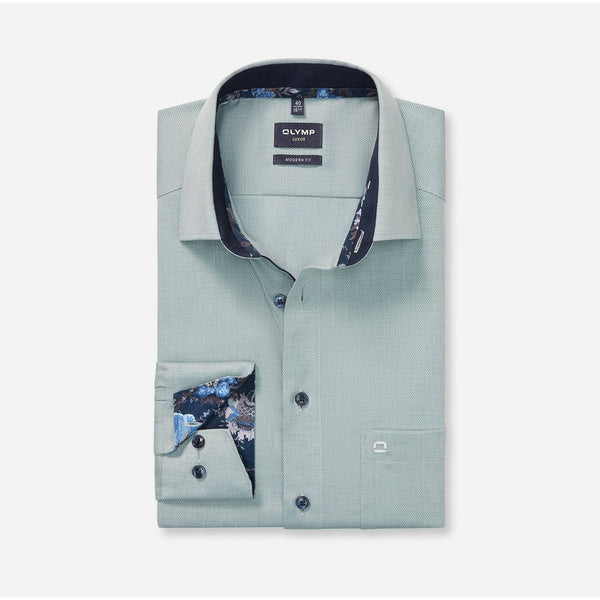 OLYMP LUXOR Shirt เสื้อเชิ้ตผู้ชายแขนยาว ทรงหลวม สีฟ้า ยับยาก รีดง่าย ระบายอากาศ (01T1BU) WINT25