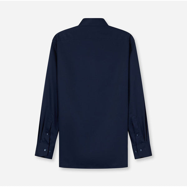 OLYMP LUXOR เสื้อเชิ้ตผู้ชายแขนยาว ทรงพอดีตัว สีกรมท่า รีดง่าย ยับยาก  (04P2NV) WINT25 ICCSHOPPING