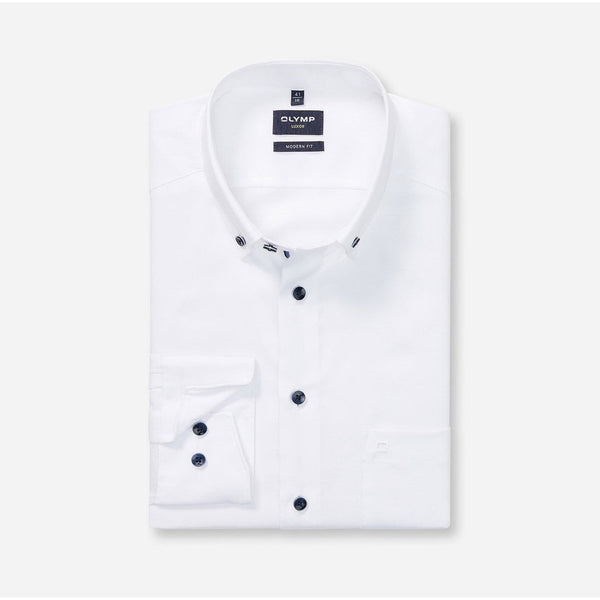 OLYMP LUXOR เสื้อเชิ้ตผู้ชายแขนยาว ทรงหลวม สีขาว รีดง่าย ยับยาก (16P1WH) WINT25
