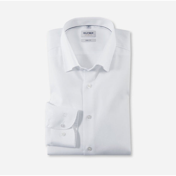 OLYMP Level five Shirt เสื้อเชิ้ตผู้ชายแขนยาว ทรงพอดีตัว สีขาว ยืดหยุ่นได้ดี (03T1WH) WINT25