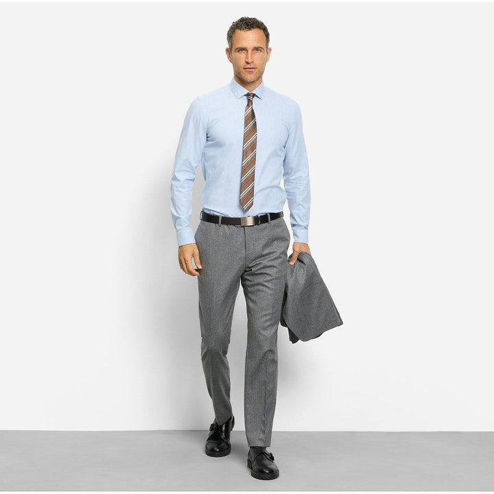 OLYMP Level five Shirt เสื้อเชิ้ตผู้ชายแขนยาว ทรงพอดีตัว สีฟ้า ยื่นหยุ่นได้ดี รีดง่าย (10T4BU) WINT25 ICCSHOPPING