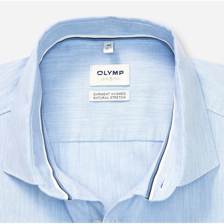 OLYMP Level five Shirt เสื้อเชิ้ตผู้ชายแขนยาว ทรงพอดีตัว สีฟ้า ยื่นหยุ่นได้ดี รีดง่าย (10S3BU) WINT25 ICCSHOPPING