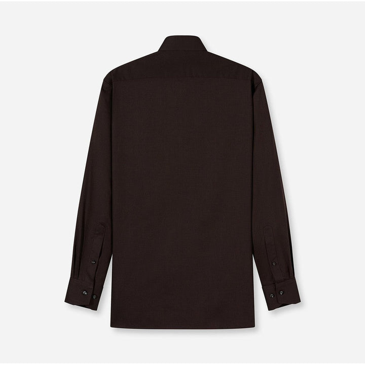 OLYMP LUXOR Shirt เสื้อเชิ้ตผู้ชายแขนยาว ทรงหลวม สีน้ำตาล ผ้าเท็กเจอร์ รีดง่าย ยับยาก (101T2BR) WINT25 ICCSHOPPING