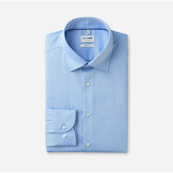 OLYMP Level five Shirt เสื้อเชิ้ตผู้ชายแขนยาว ทรงพอดีตัว สีฟ้า ยืดหยุ่นได้ดี (03T1DB) WINT25