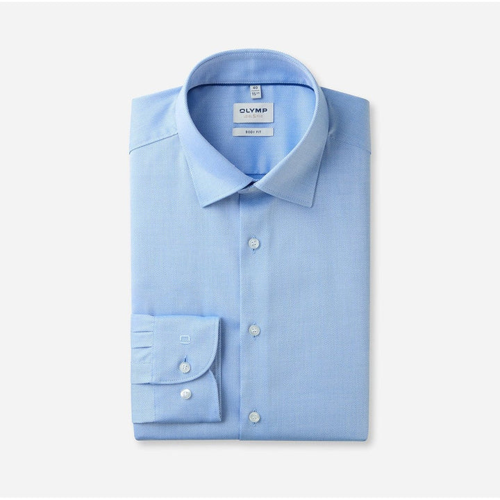 OLYMP Level five Shirt เสื้อเชิ้ตผู้ชายแขนยาว ทรงพอดีตัว สีฟ้า ยืดหยุ่นได้ดี (03T1DB) WINT25 ICCSHOPPING