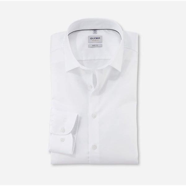 OLYMP Level five Shirt เสื้อเชิ้ตผู้ชายแขนยาว ทรงพอดีตัว สีขาว ยืดหยุ่นได้ดี (02P3WH) WINT25