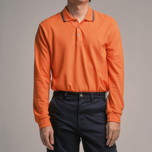 era-won เสื้อโปโลเอราวอนแขนยาว POLO สำหรับคุณผู้ชาย สี Orange-Draft