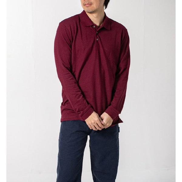 era-won เสื้อโปโลเอราวอนแขนยาว POLO สำหรับคุณผู้ชาย สี Maroon-Draft