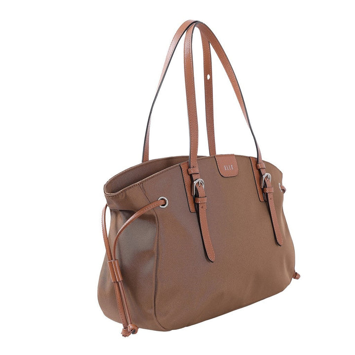 ELLE TOTE BAG ( LARGE ) กระเป๋าสะพาย ผ้าไนลอน Trim หนังแท้ 100% รุ่น MILITATY มี 2 สี WEH7424W25 ICCSHOPPING