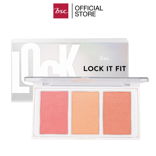 BSC LOCK IT FIT LUMINOUS FACE  พาเลทบลัช 3 เฉดสีในตลับเดียว มาพร้อมทั้งเนื้อแมท เนื้อละเอียด นุ่มลื่น สีแน่นชัด ICCSHOPPING