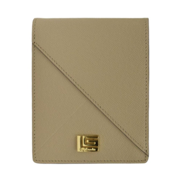 Guy Laroche กระเป๋าสตางค์หนังอัดลายแข็ง แบบพับสั้น 8 การ์ด  - สีเบจ รุ่น AGP08218S6BES