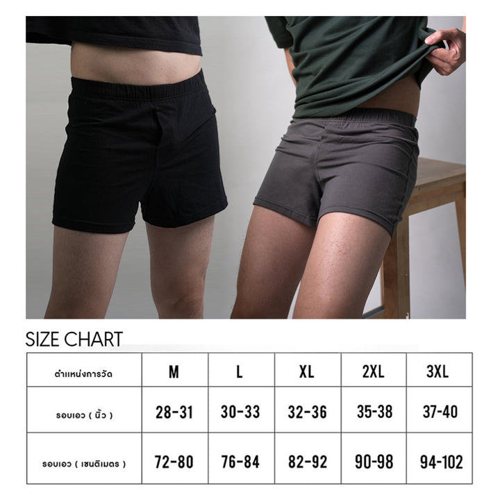 era-won ชุดชั้นในชาย Anti-bacteria Under wears Boxer 2 ชิ้น สี Black / Grey ICCSHOPPING