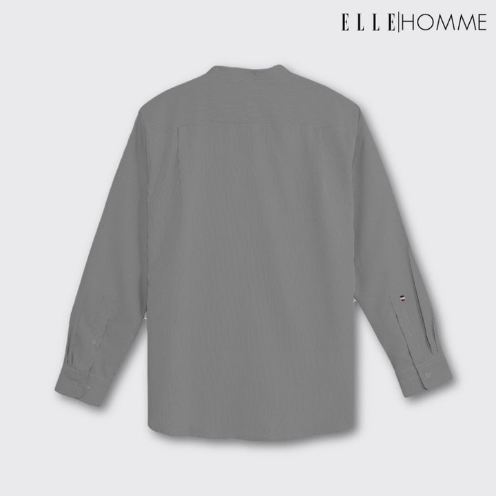 ELLE HOMME | เสื้อเชิ้ตแขนยาว คอจีน ทรง REGULAR Polyester 100% เนื้อผ้าแห้งไว รีดง่าย สวมใส่สบาย ระบายอากาศดี | W8B672 ICCSHOPPING