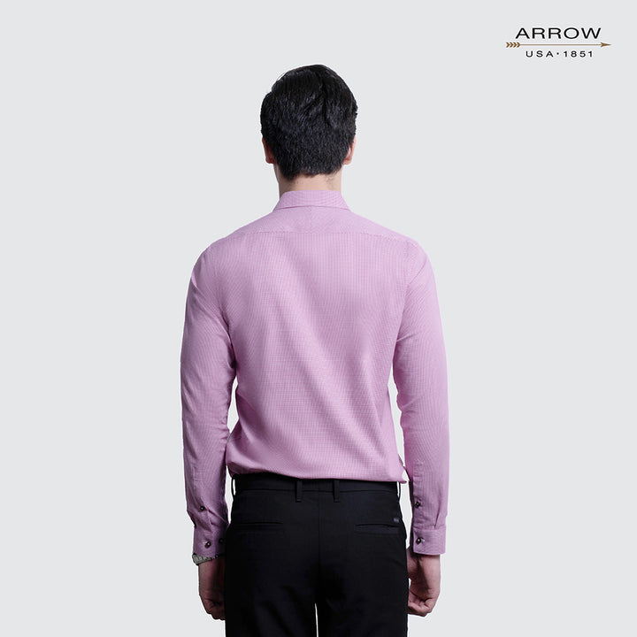 ARROW WRINKLE FREE SHIRT - สวมใส่สบาย ดูแลรักษาง่าย- เสื้อเชิ้ตแขนยาวสีแดง ทรงSLIM FIT รหัส MACS206-RE 