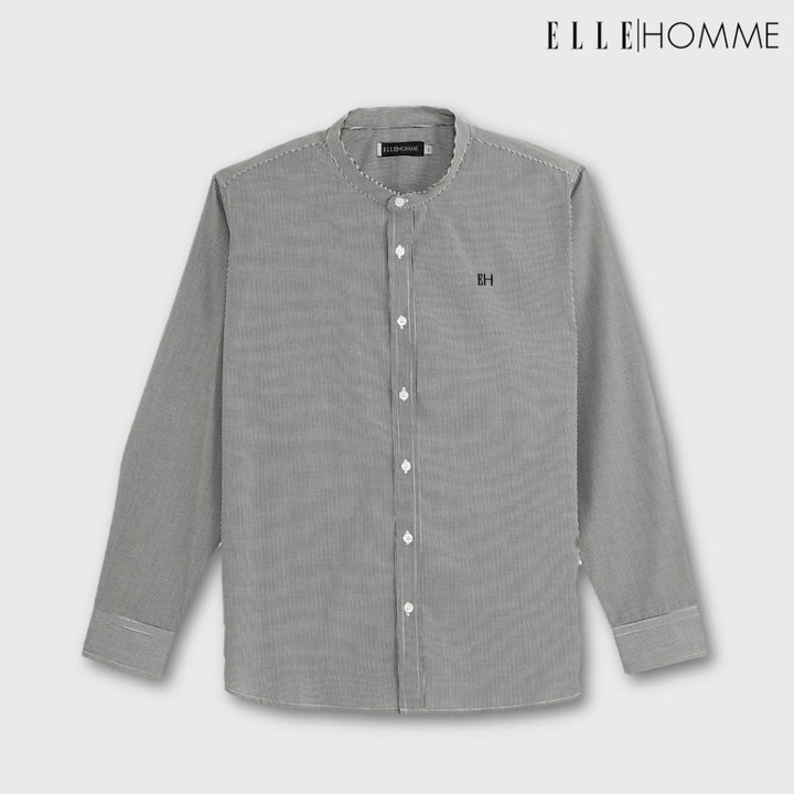 ELLE HOMME | เสื้อเชิ้ตแขนยาว คอจีน ทรง REGULAR Polyester 100% เนื้อผ้าแห้งไว รีดง่าย สวมใส่สบาย ระบายอากาศดี | W8B672 ICCSHOPPING