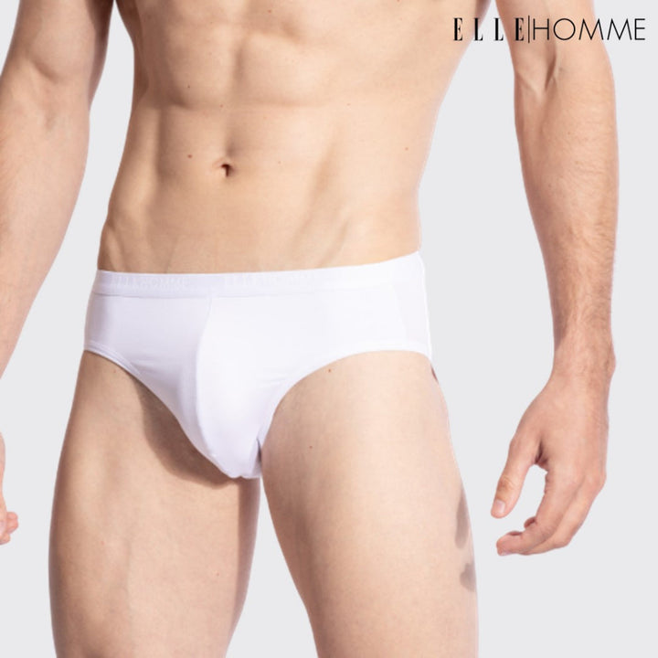 ELLE HOMME | แพ็ค 3 ชิ้น กางเกงในทรง Brief ขอบเล็ก ไม่รัดเอว ทอโลโก้ ELLE  | KUB7925 ICCSHOPPING