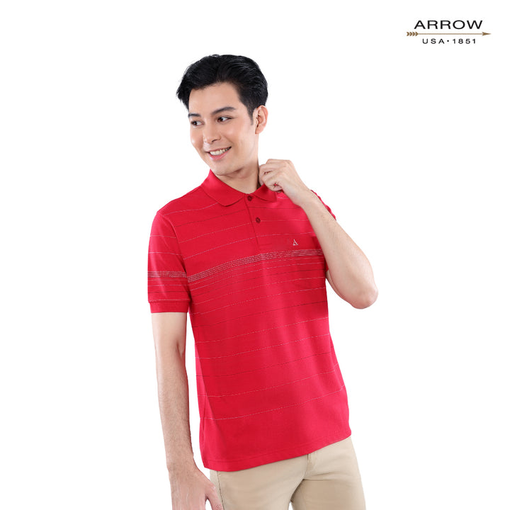 ARROW POLO เสื้อยืดโปโล ทรง COMFORT FIT Cotton 100% สีแดง MPCC526S3CSDP 