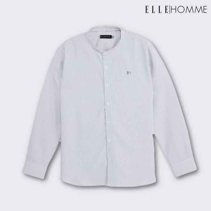 ELLE HOMME | เสื้อเชิ้ตแขนยาว คอจีน ทรง REGULAR Polyester 100% เนื้อผ้าแห้งไว รีดง่าย สวมใส่สบาย ระบายอากาศดี | W8B672 ICCSHOPPING