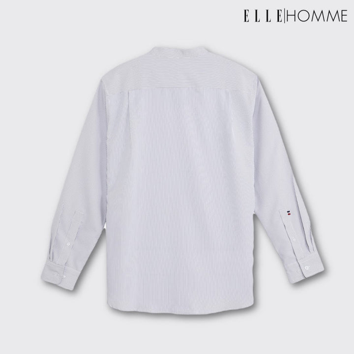 ELLE HOMME | เสื้อเชิ้ตแขนยาว คอจีน ทรง REGULAR Polyester 100% เนื้อผ้าแห้งไว รีดง่าย สวมใส่สบาย ระบายอากาศดี | W8B672 ICCSHOPPING