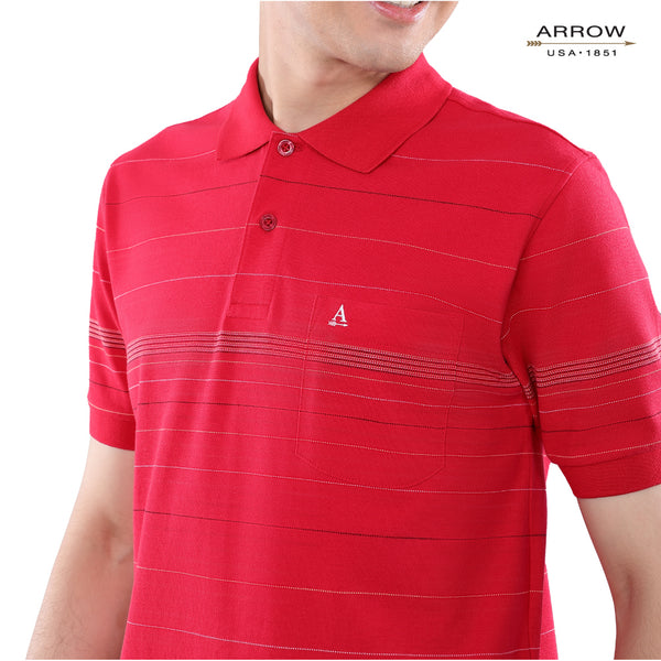 ARROW POLO เสื้อยืดโปโล ทรง COMFORT FIT Cotton 100% สีแดง MPCC526S3CSDP 