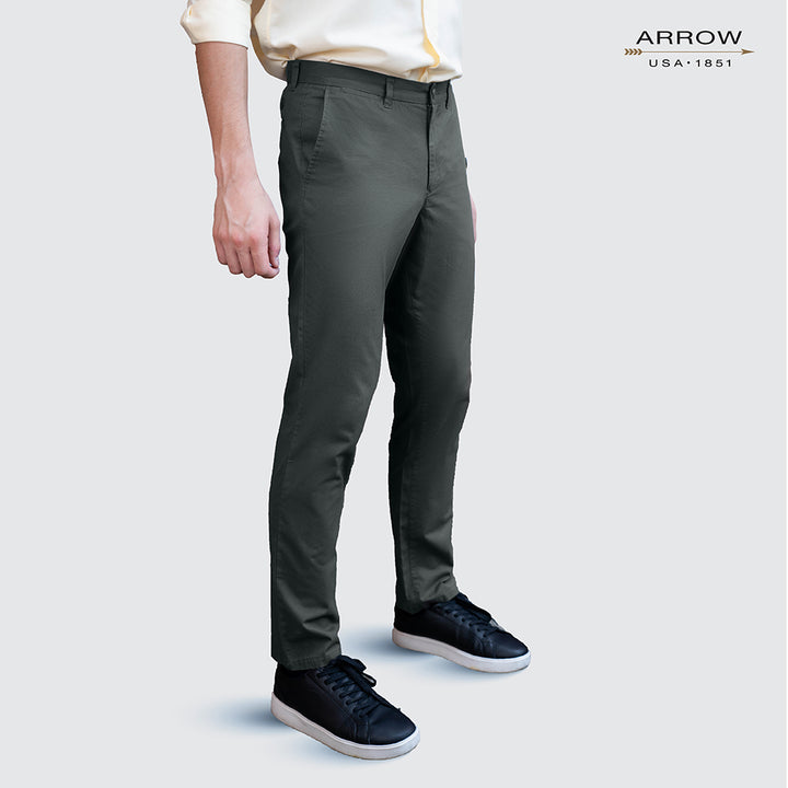 ARROW กางเกงลำลองขายาว Chino Pants ทรง Smart สีเทา-เขียว MSCM9V2-GY 