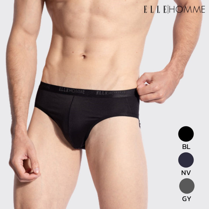 ELLE HOMME | แพ็ค 3 ชิ้น กางเกงในทรง Brief ขอบเล็ก ไม่รัดเอว ทอโลโก้ ELLE  | KUB7925 ICCSHOPPING
