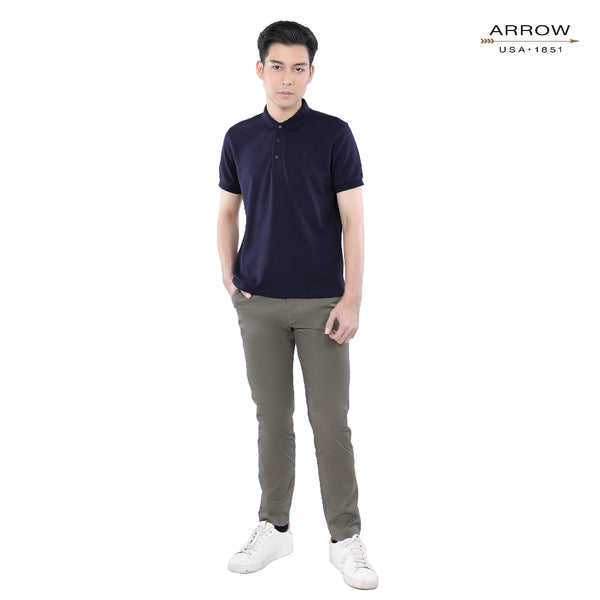 ARROW POLO เสื้อยืดโปโล ทรง Smart fit ผลิตจากผ้าUpcycling  สีกรม MPCM832-NV 