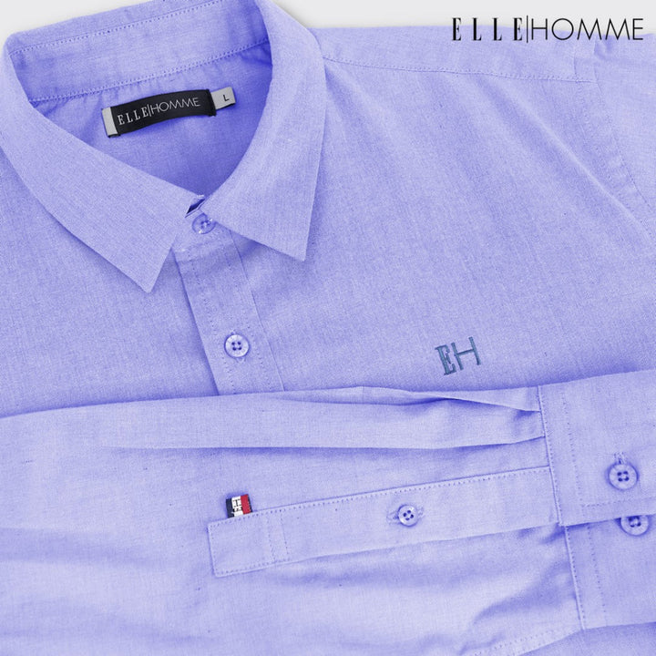 ELLE HOMME | เสื้อเชิ้ตแขนยาว คอปกเชิ้ต ทรง REGULAR ดูแลรักษาง่าย สวมใส่สบาย ระบายอากาศดี สีฟ้าเข็มเข้ม | W8B669DB ICCSHOPPING