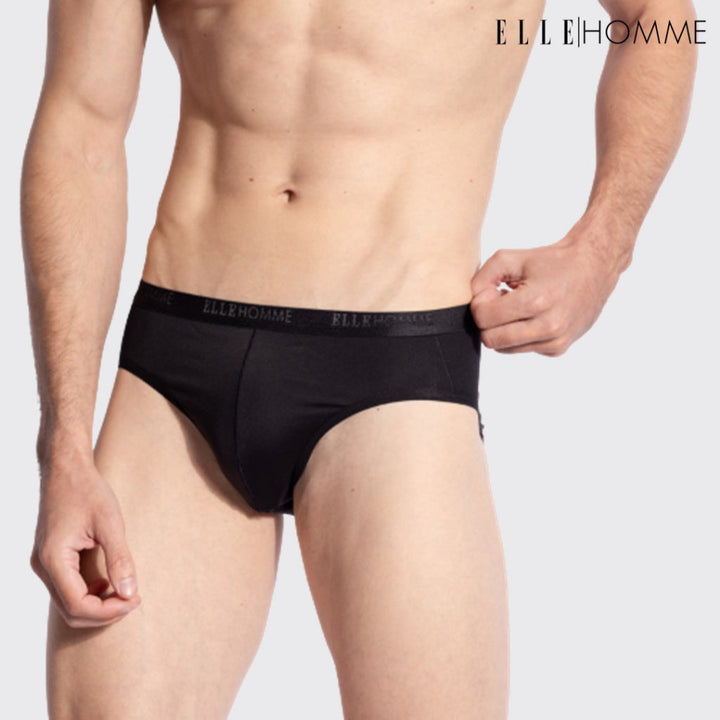 ELLE HOMME | แพ็ค 3 ชิ้น กางเกงในทรง Brief ขอบเล็ก ไม่รัดเอว ทอโลโก้ ELLE  | KUB7925 ICCSHOPPING