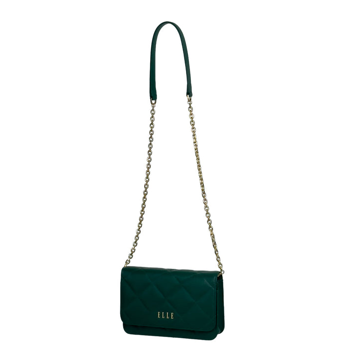 ELLE BAG | กระเป๋าสะพายข้างผู้หญิงทรง QUITING หนังวัวแท้ สายสะพายโซ่ ต่อด้วยหนังวัวแท้ สามารถถอดออกได้ | EWH161 ICCSHOPPING