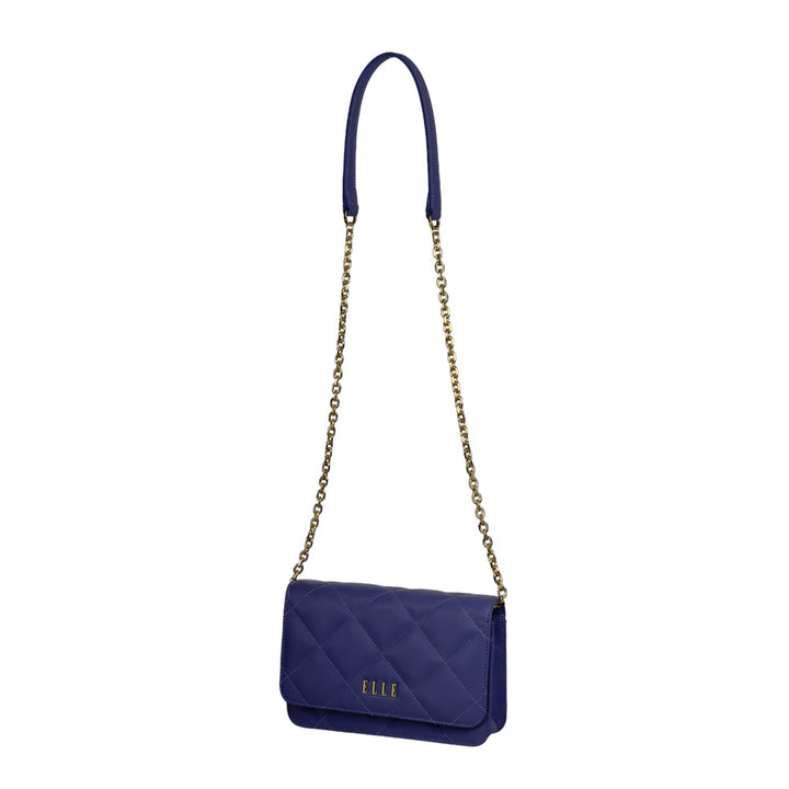 ELLE BAG | กระเป๋าสะพายข้างผู้หญิงทรง QUITING หนังวัวแท้ สายสะพายโซ่ ต่อด้วยหนังวัวแท้ สามารถถอดออกได้ | EWH161 ICCSHOPPING