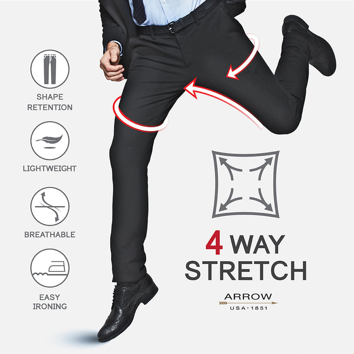 ARROW กางเกงสแล็คEasy Move 4 Way ยืดได้ทุกองศาใส่สบายทุกการเคลื่อนไหว ทรง Slim fit  (MECS810-BL) 