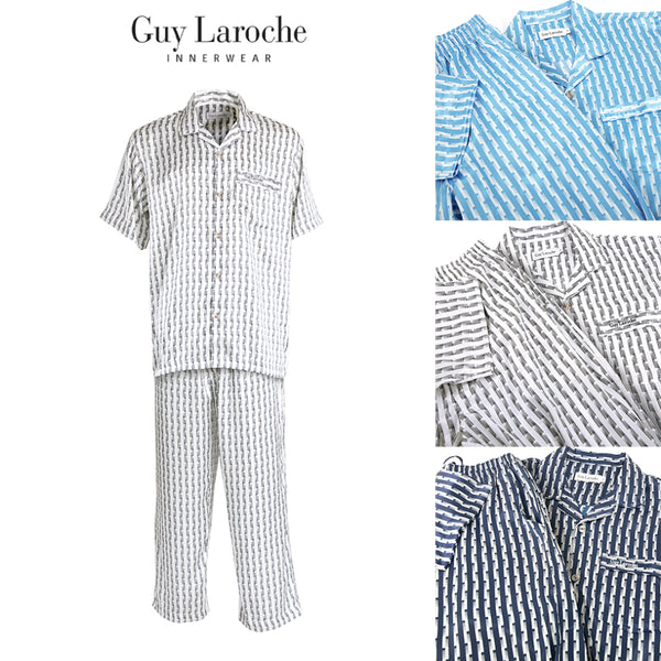 Guy Laroche ชุดนอนผ้าซาติน แขนสั้น ขายาว พิมพ์ลาย 