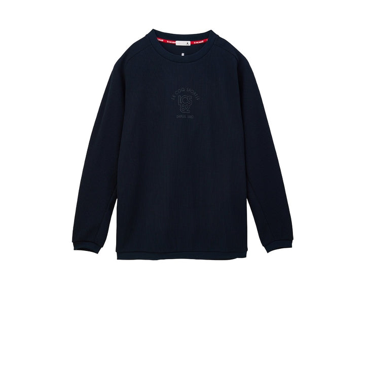 le coq sportif เสื้อยืดแขนยาว ผ้าวาฟเฟิล สีกรม (เสื้อแขนยาว, lecoq, เลอค็อก) 