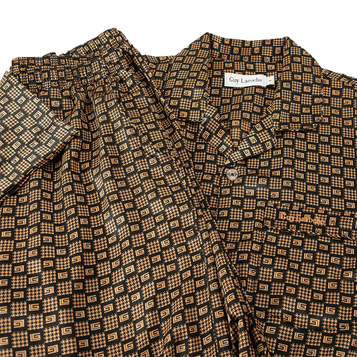 Guy Laroche ชุดนอนผ้าซาติน แขนสั้น ขายาว พิมพ์ลาย 