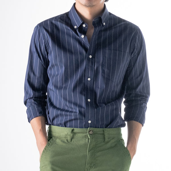era-won Premium Quality เสื้อเชิ้ต ทรงปกติ Dress Shirt แขนยาว สี Blue Gun 