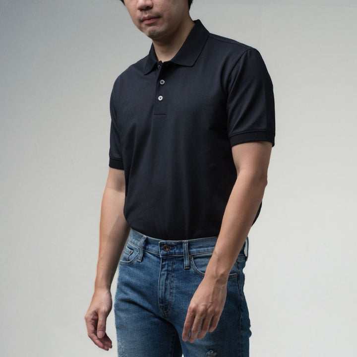 era-won เสื้อโปโล แขนสั้น ทรงสลิม Polo Shirt สี Black era-won