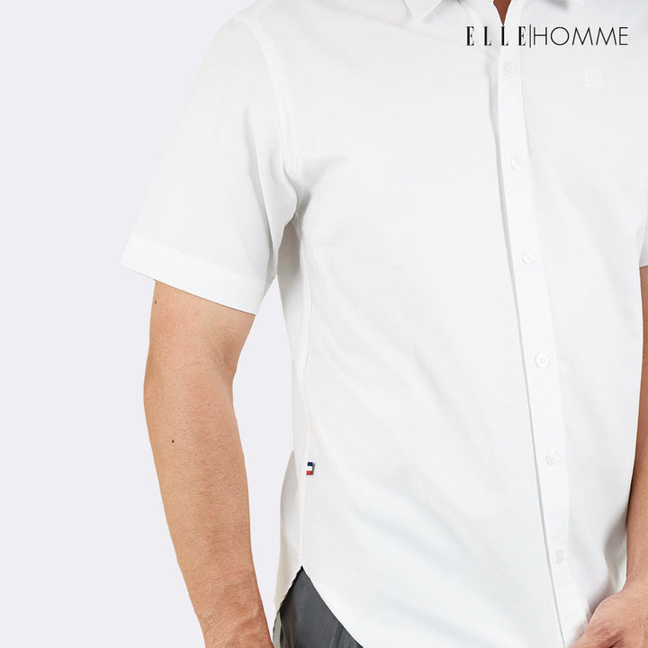 ELLE HOMME | เสื้อเชิ้ตแขนสั้น คอปกเชิ้ต  ทรง Oversize ใส่ได้หลากหลายโอกาส ทั้งทำงานและลำลอง | W8B674 ICCSHOPPING