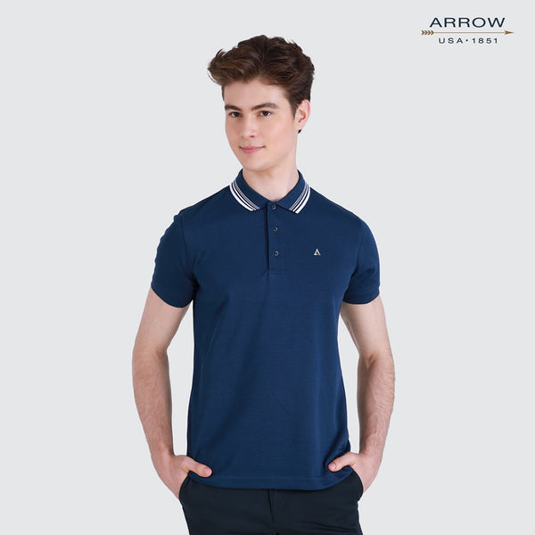 ARROW POLO SHIRT DRY TECH  ทรง Smart Fit  PIQUE สีน้ำเงินเข้ม MPBM841-MB 